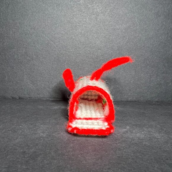 VTG Handmade Red, White & Green Holly Cross Stitch Mailbox Christmas Ornament - Picture 2 of 6